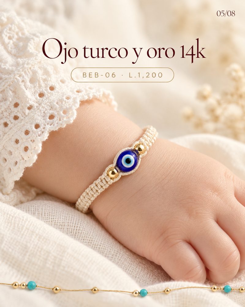 Ojo turco y oro 14k