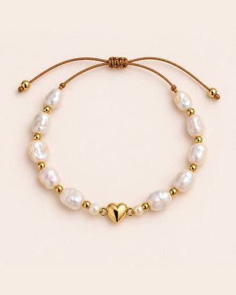 Pulsera de perlas barrocas con corazón