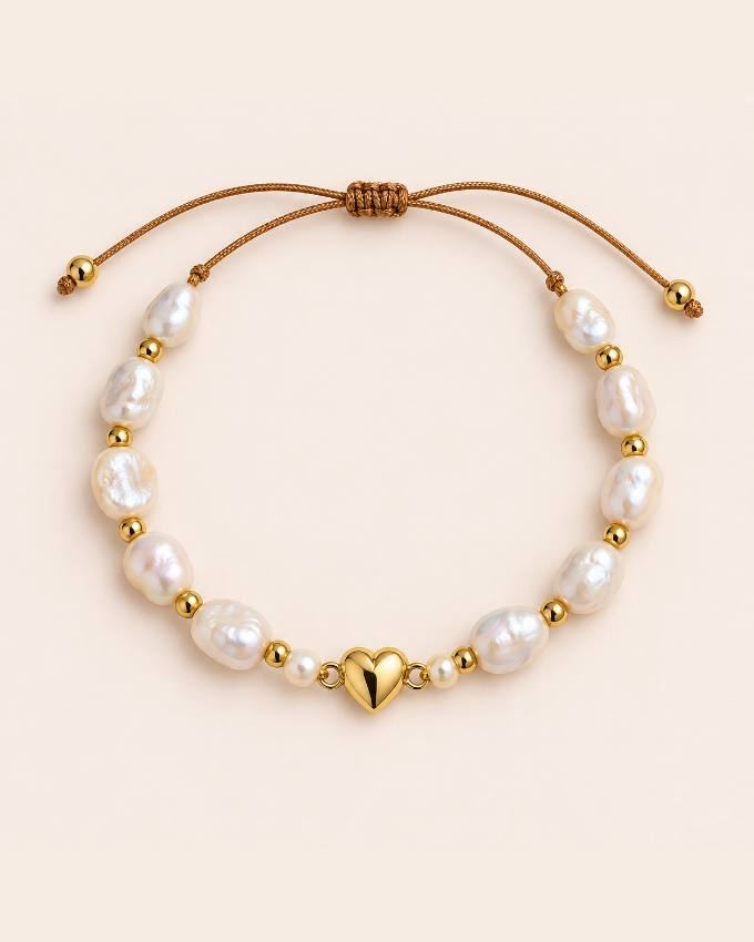 Pulsera de perlas barrocas con corazón