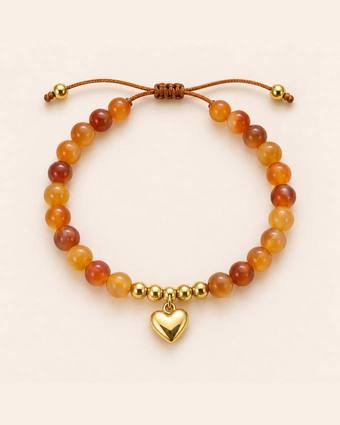 Pulsera de ágata miel con corazón