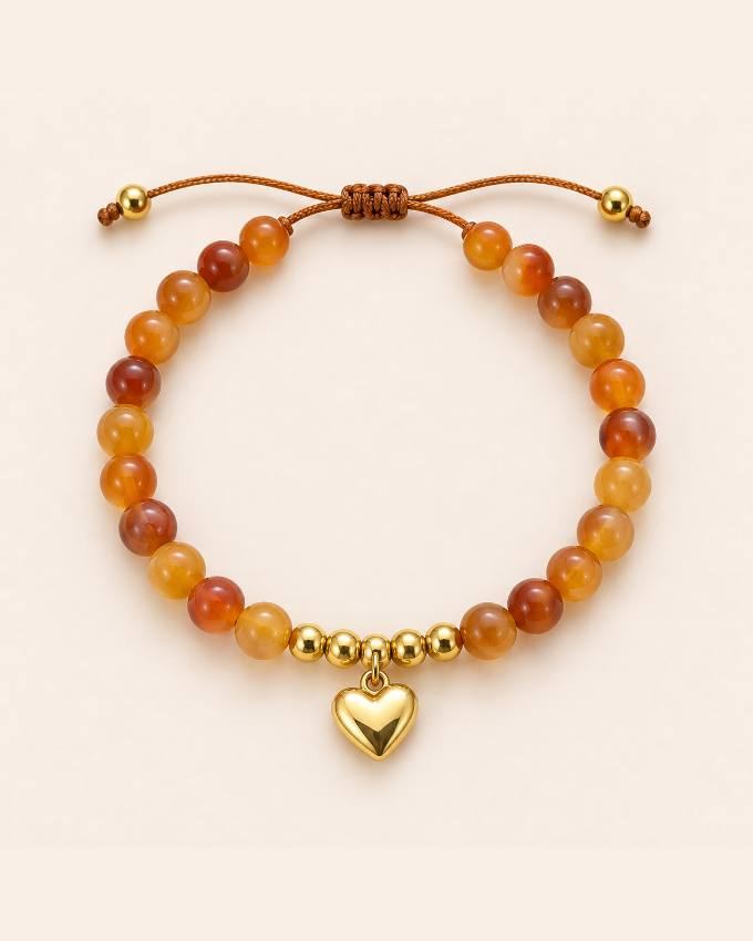 Pulsera de ágata miel con corazón