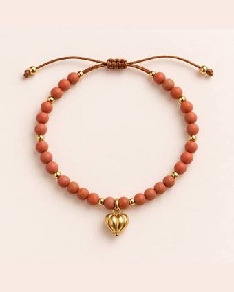 Pulsera de jaspe rojo con corazón