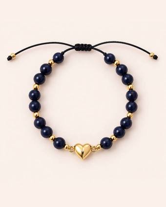 Pulsera de lapislázuli con corazón