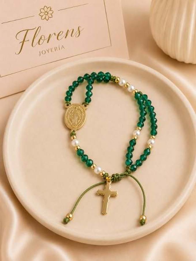Pulsera rosario San Benito verde