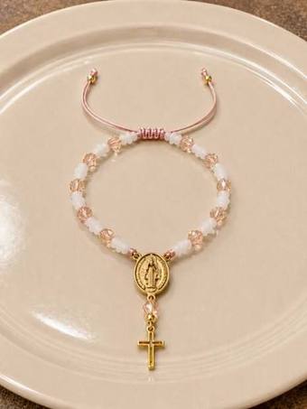 Pulsera rosario Virgen Milagrosa rosa