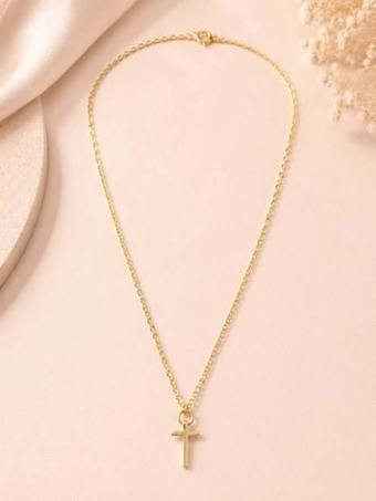 Cadena cruz sencilla, laminado oro 18k