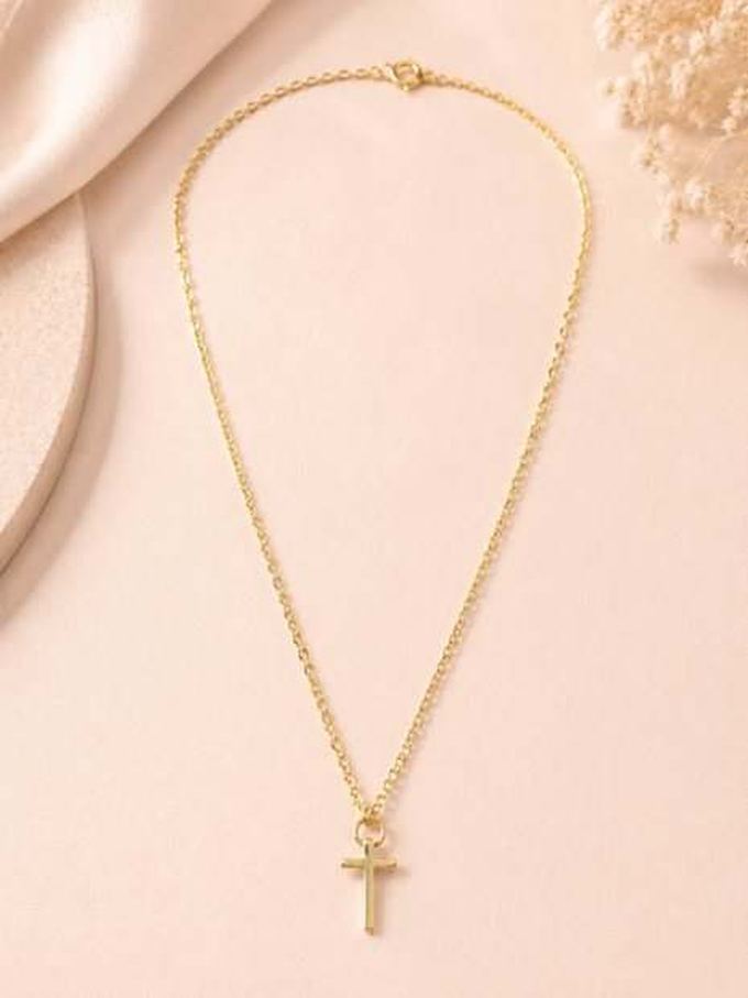 Cadena cruz sencilla, laminado oro 18k