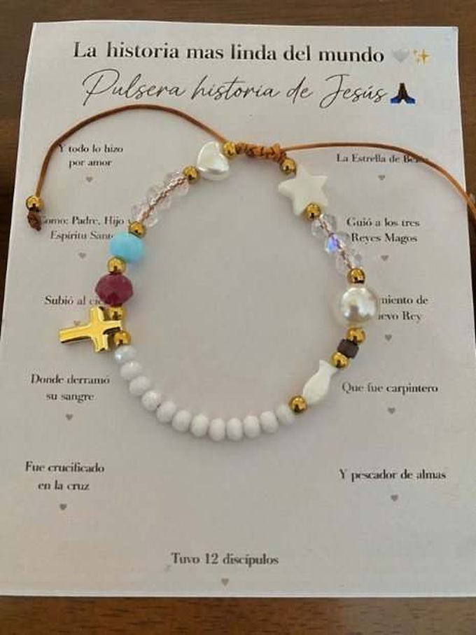 Pulsera Historia de Jesús, nácar