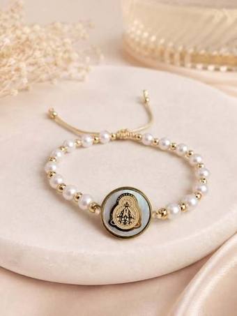 Pulsera Virgen de Suyapa y perlas