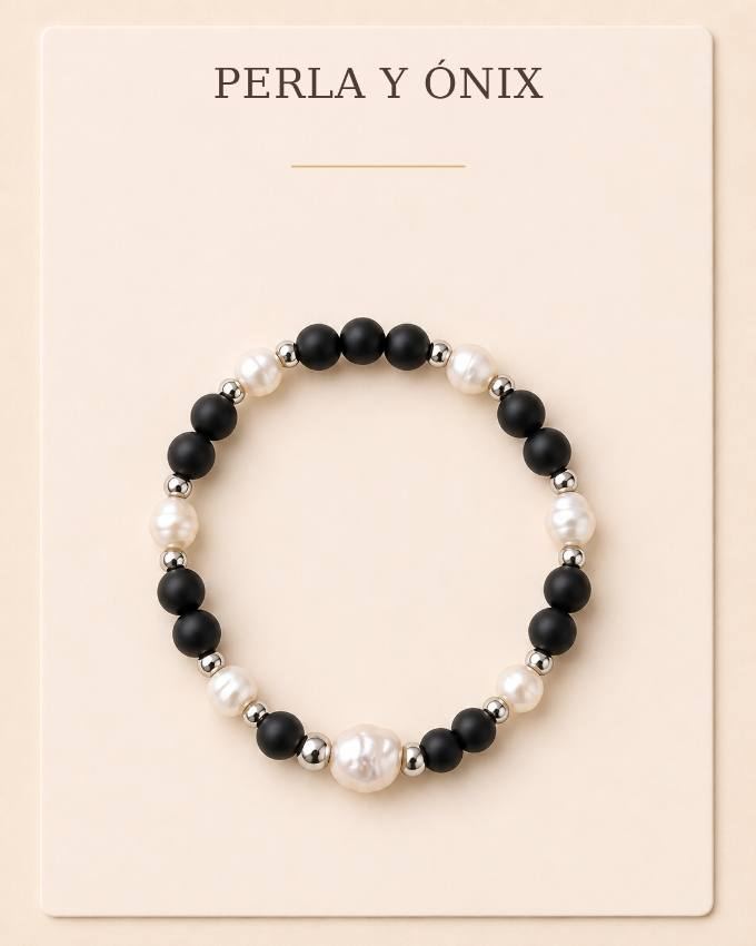 Pulsera Perla y Ónix