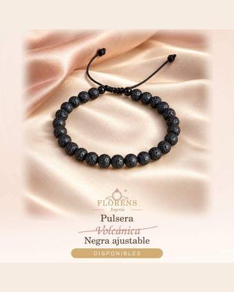 Pulsera volcánica negra ajustable
