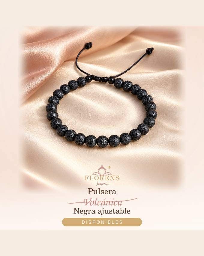 Pulsera volcánica negra ajustable