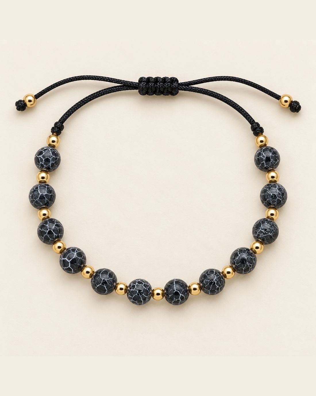 Pulsera de cuentas negras veteadas