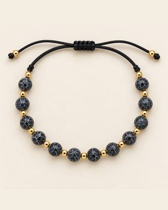 Pulsera de cuentas negras veteadas