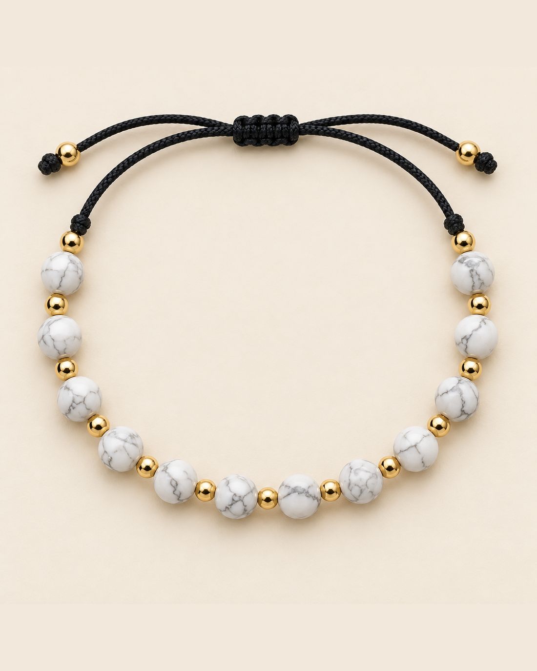Pulsera de cuentas blancas veteadas