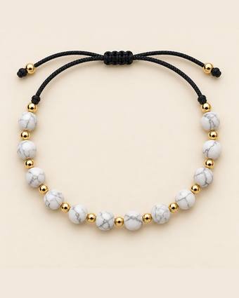 Pulsera de cuentas blancas veteadas