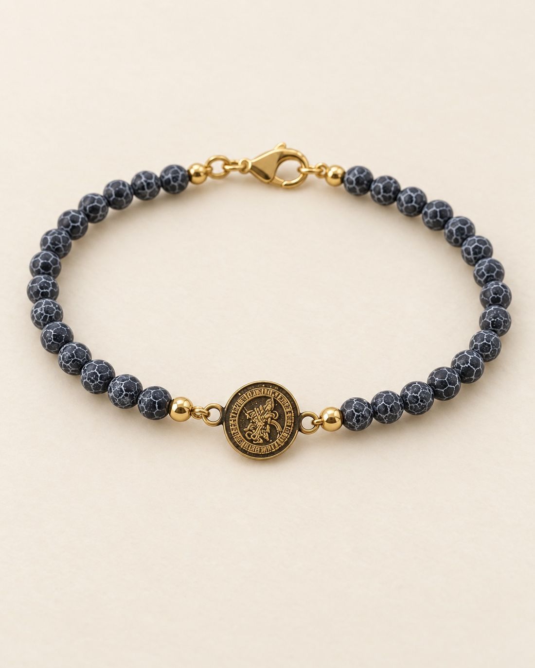 Pulsera San Miguel Arcángel de ágata gris