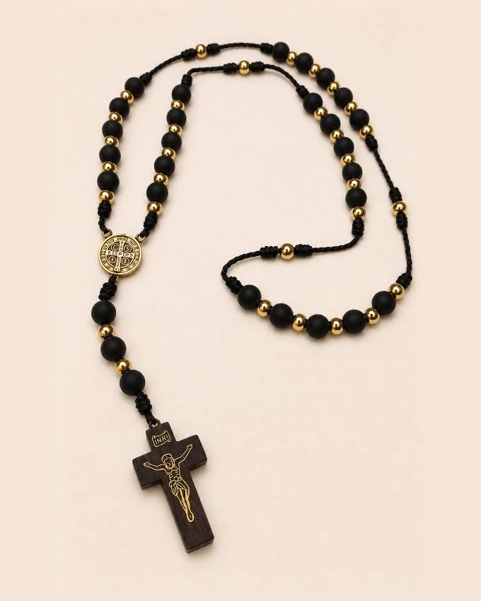 Rosario San Benito con cruz de madera