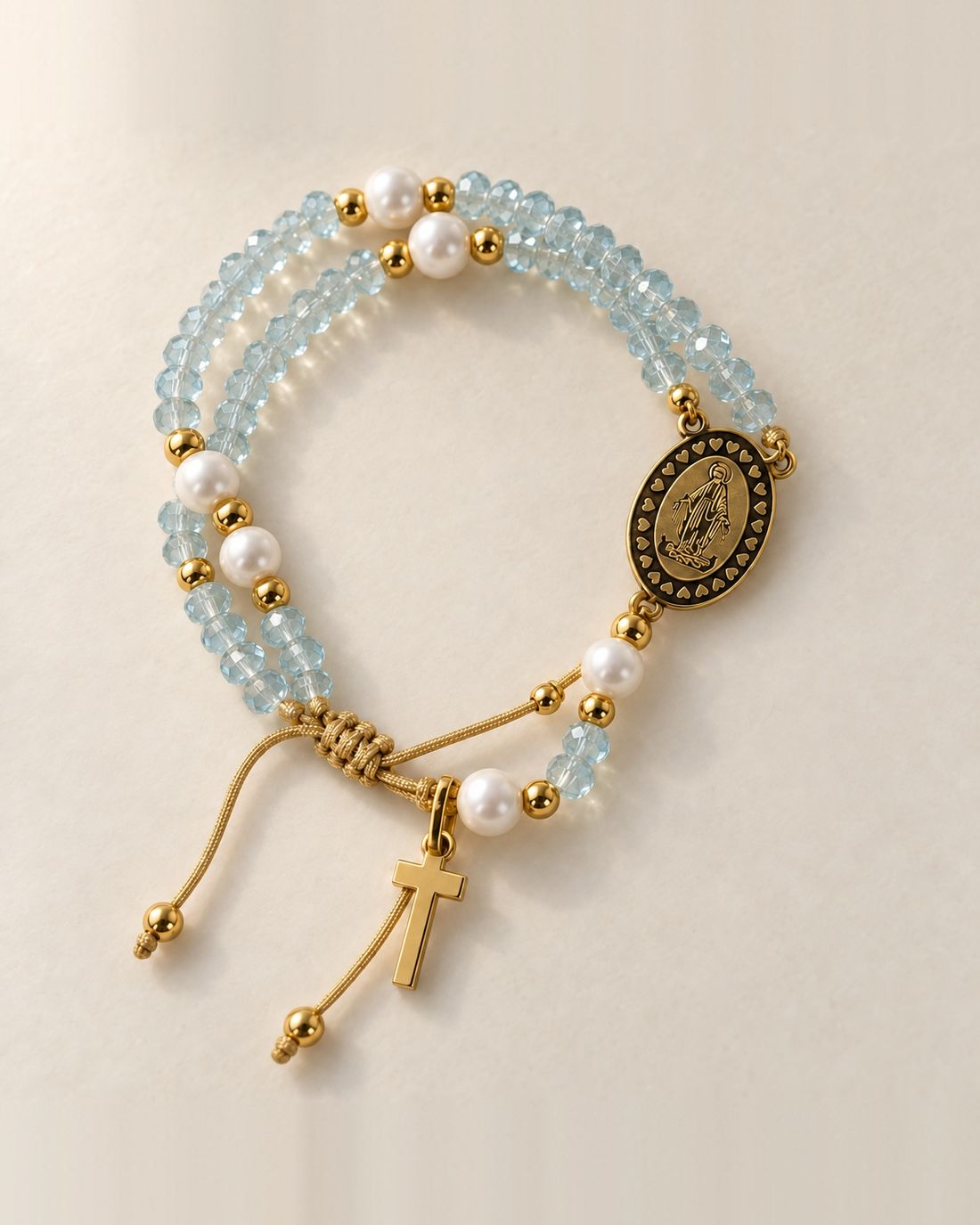 Pulsera rosario Guadalupe azul cielo