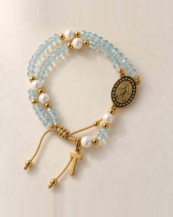 Pulsera rosario Guadalupe azul cielo