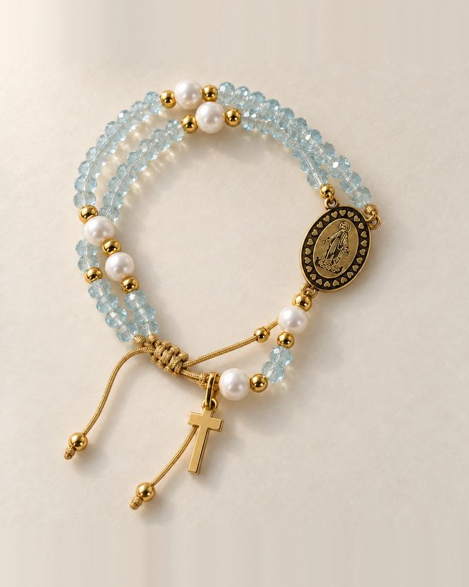 Pulsera rosario Guadalupe azul cielo