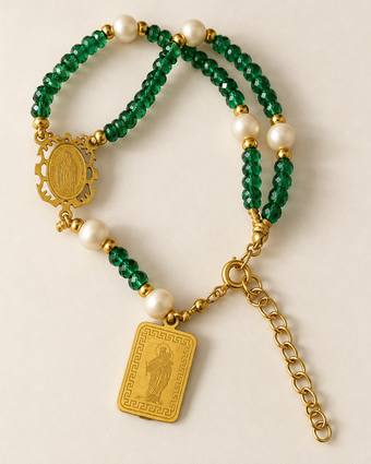 Pulsera rosario Milagrosa verde esmeralda
