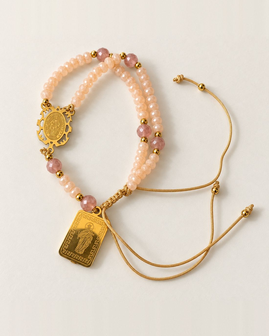 Pulsera rosario Milagrosa durazno