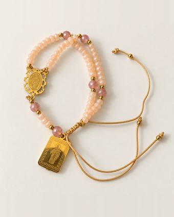 Pulsera rosario Milagrosa durazno