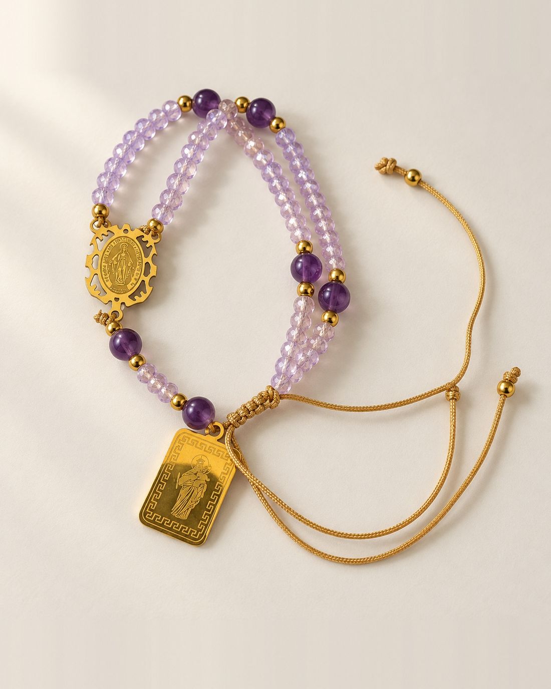 Pulsera rosario Milagrosa lila y amatista