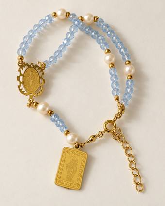 Pulsera rosario Milagrosa azul hielo