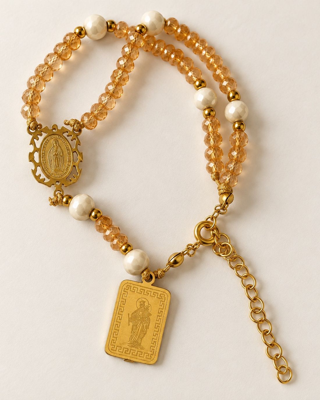 Pulsera rosario Milagrosa champaña