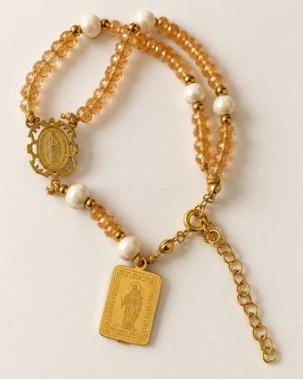 Pulsera rosario Milagrosa champaña