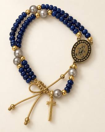 Pulsera rosario Guadalupe azul marino