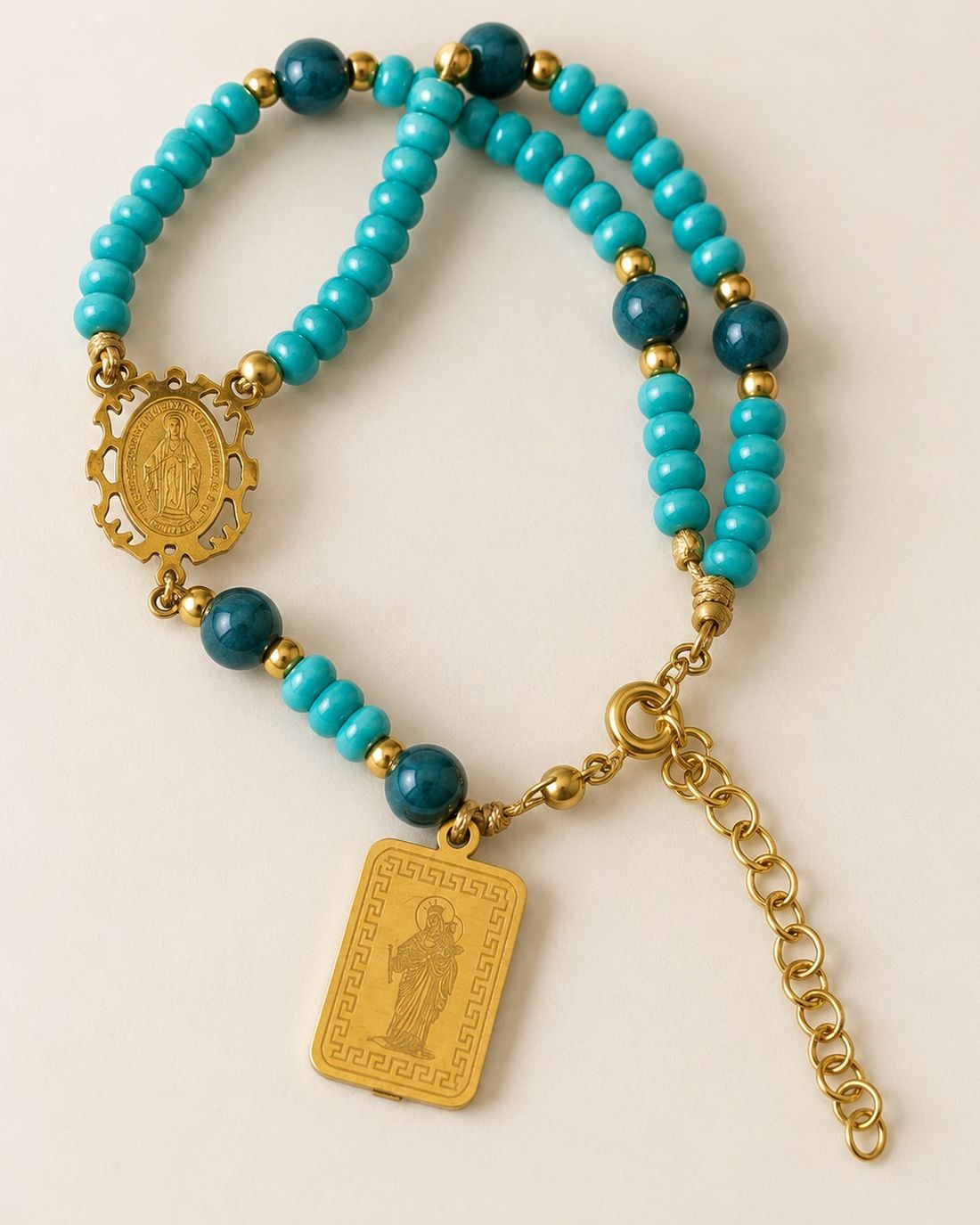 Pulsera rosario Milagrosa turquesa