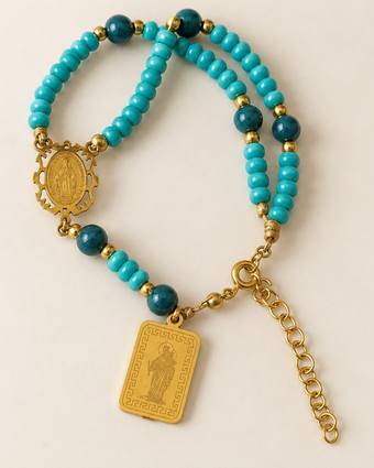 Pulsera rosario Milagrosa turquesa