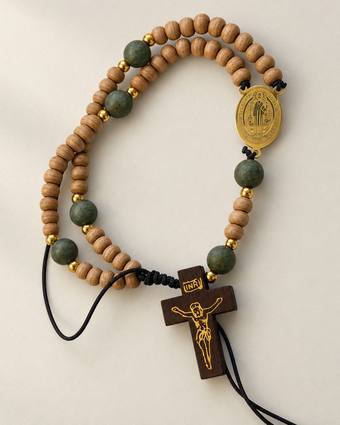 Pulsera rosario San Benito de jade verde