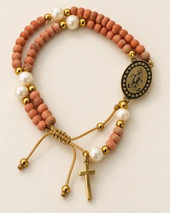 Pulsera rosario Guadalupe terracota
