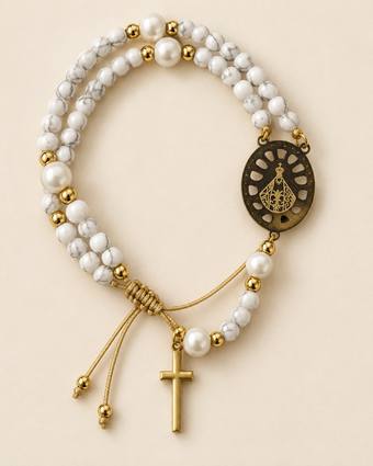 Pulsera rosario Suyapa de howlita blanca