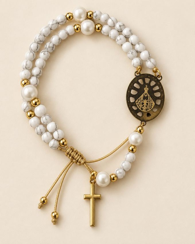 Pulsera rosario Suyapa de howlita blanca