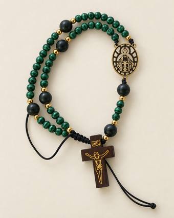 Pulsera rosario Suyapa de malaquita y ónix