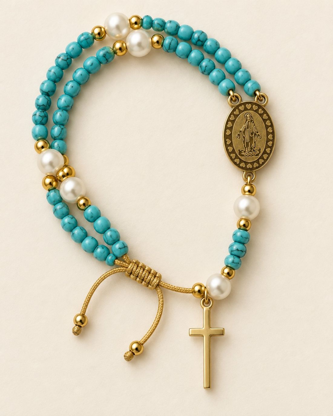 Pulsera rosario Milagrosa de turquesa
