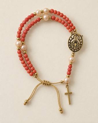 Pulsera rosario Suyapa de coral rosado