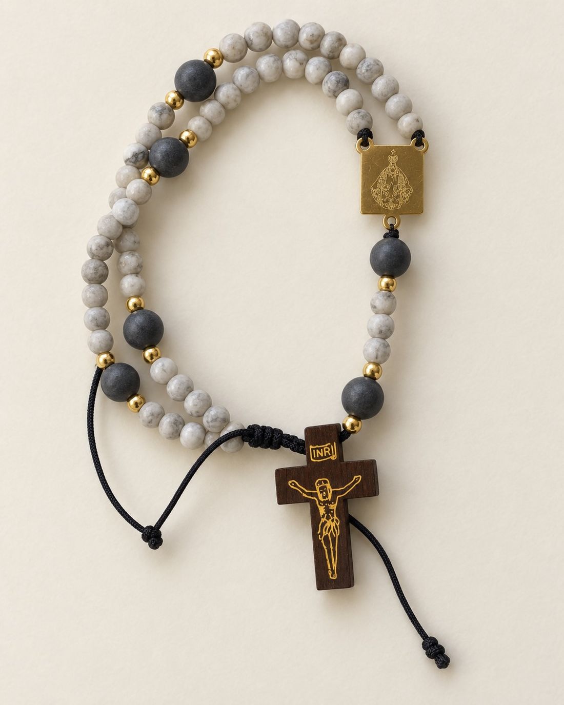 Pulsera rosario Suyapa de howlita gris