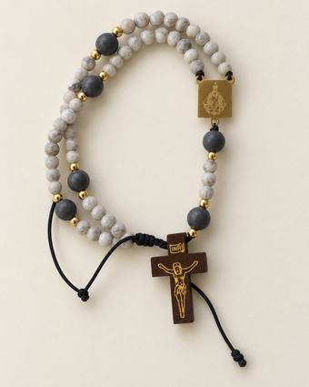 Pulsera rosario Suyapa de howlita gris