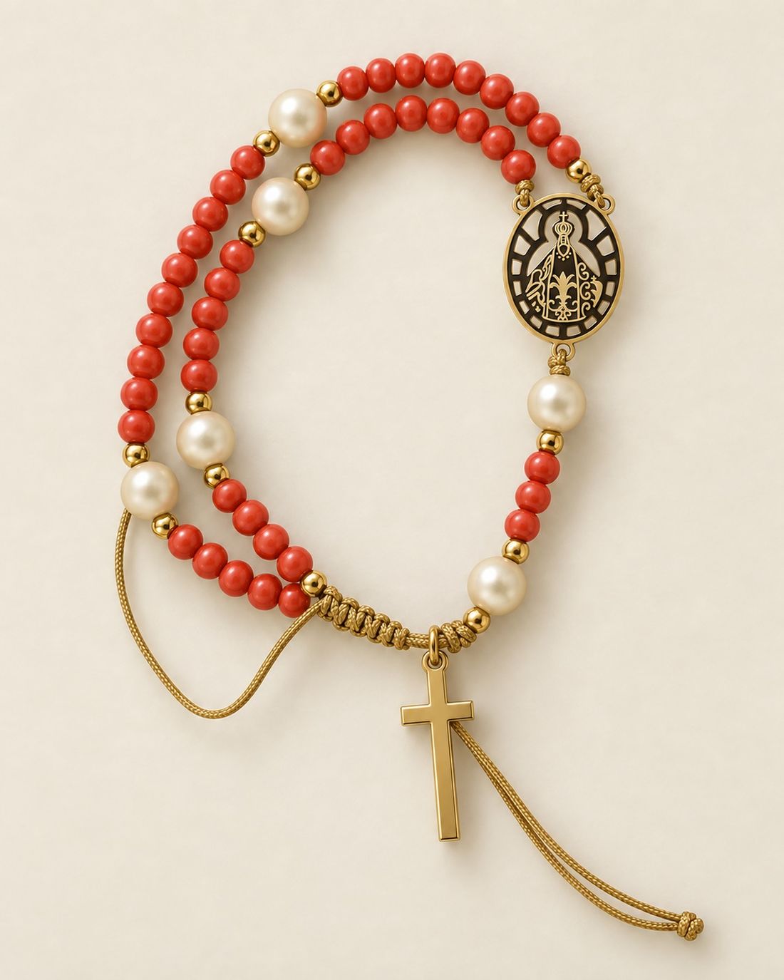 Pulsera rosario Suyapa de coral rojo