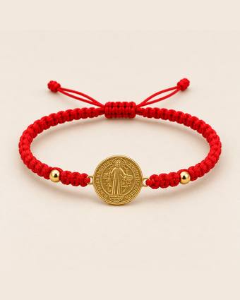 Pulsera San Benito macramé rojo